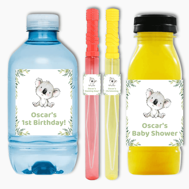 Koala Bear Party Rectangle Favour Stickers