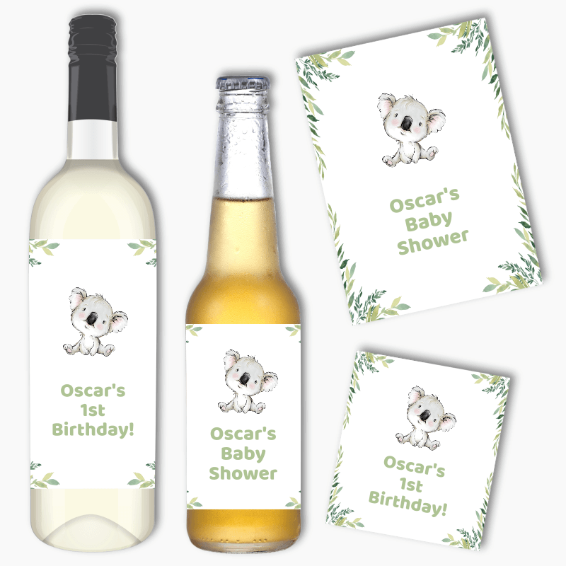 Personalised Koala Wine & Beer Labels