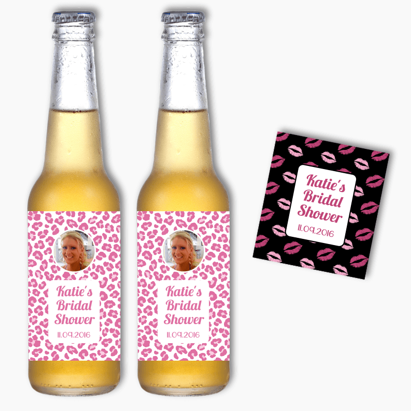Lips & Animal Prints Bridal Shower Beer Labels
