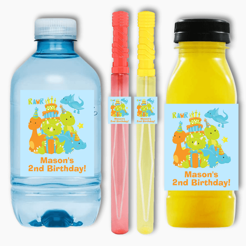 Little Boys Dinosaur Birthday Party Rectangle Favour Stickers