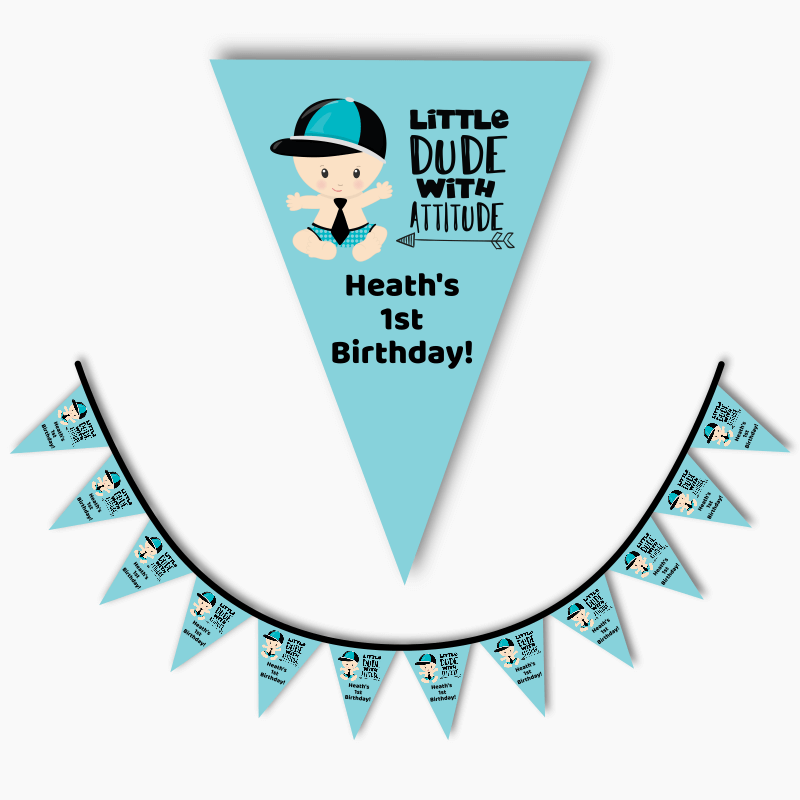 Personalised Little Dude with Attitude Party Flag Bunting