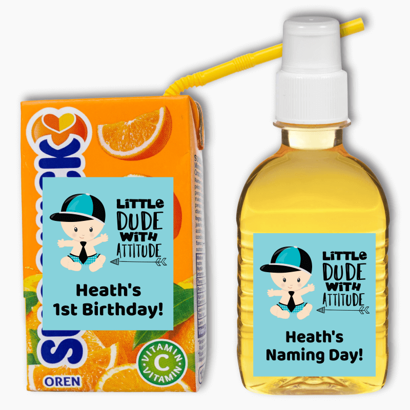 Little Dude with Attitude Rectangle Favour Stickers