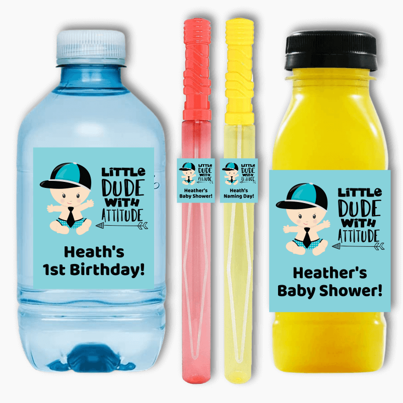 Little Dude with Attitude Rectangle Favour Stickers