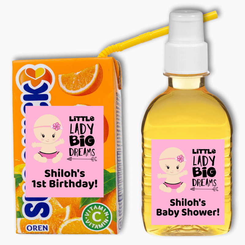 Little Lady Big Dreams Party Rectangle Favour Stickers