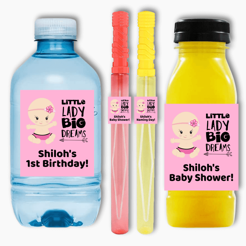 Little Lady Big Dreams Party Rectangle Favour Stickers