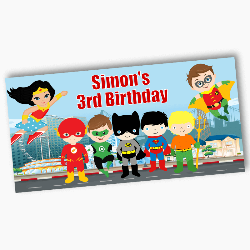 Personalised Little Superheroes Birthday Party Banners