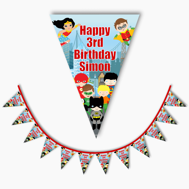 Personalised Little Superheroes Party Flag Bunting