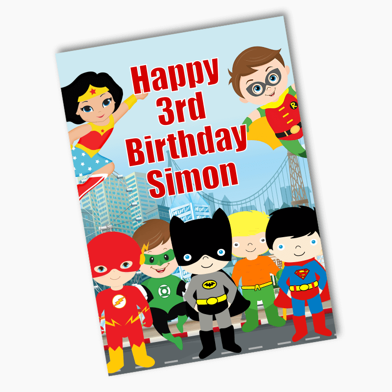 Personalised Little Superheroes Birthday Party Posters