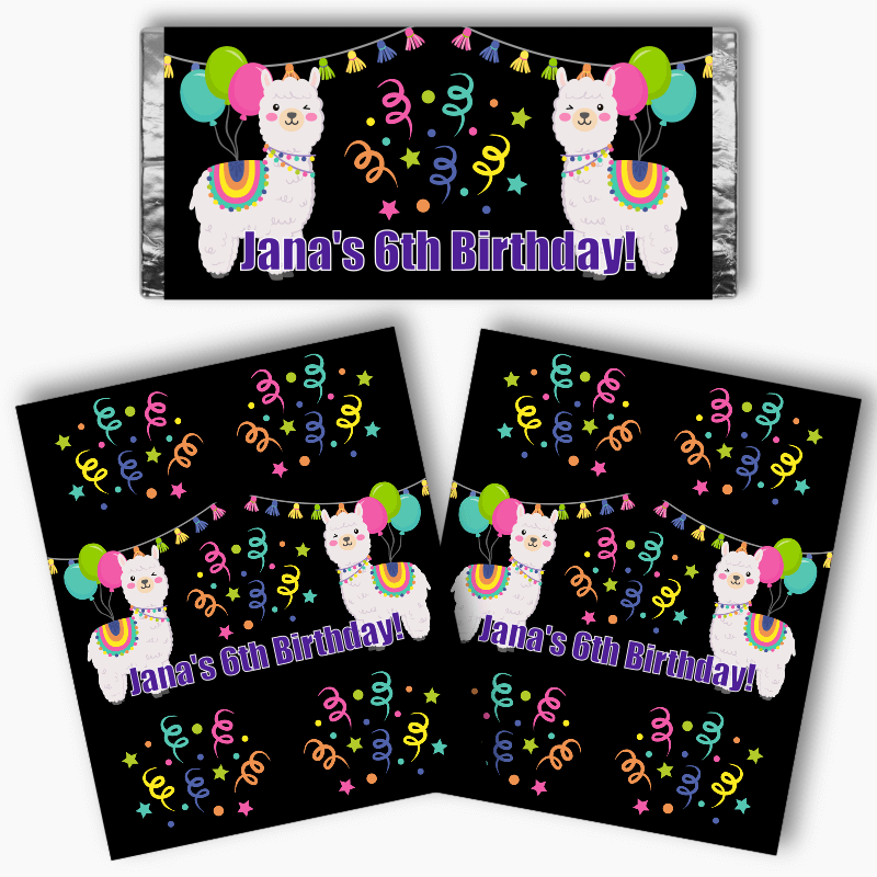 Personalised Llama Party Mini Chocolate Labels