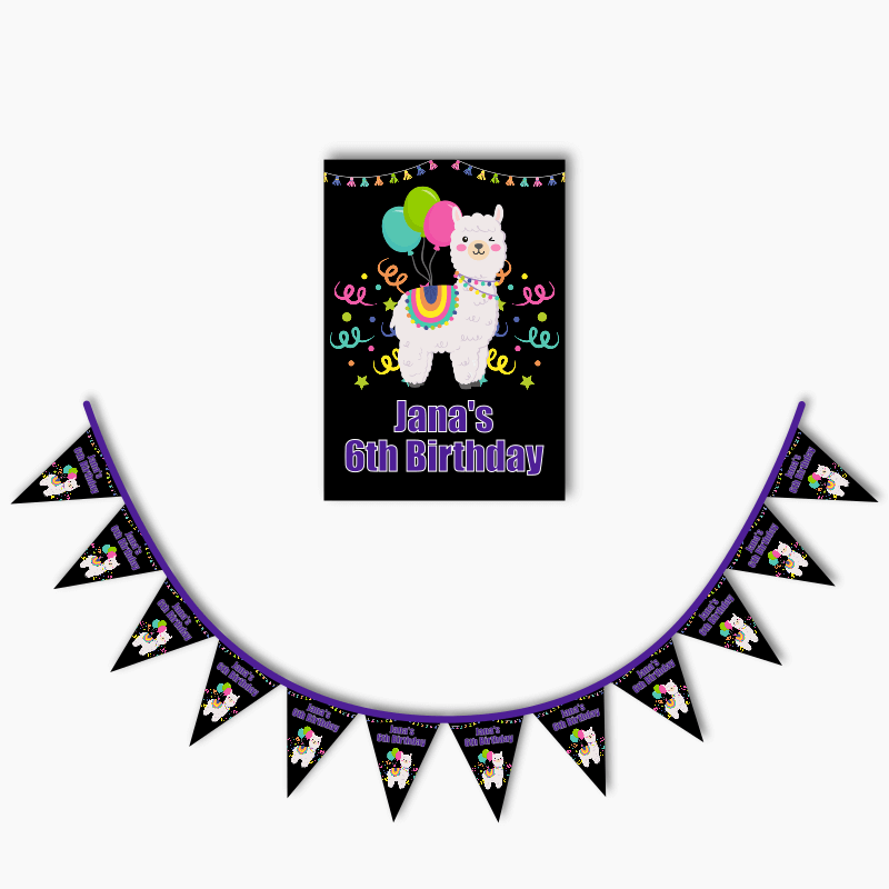 Personalised Llama Party Poster &amp; Bunting Combo