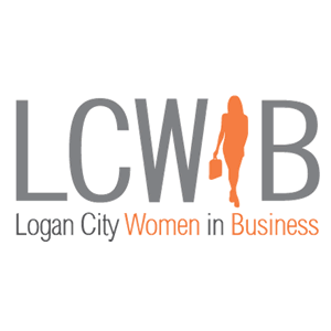 Logo for Logan City Women in Business with a silhouette of a woman holding a briefcase.