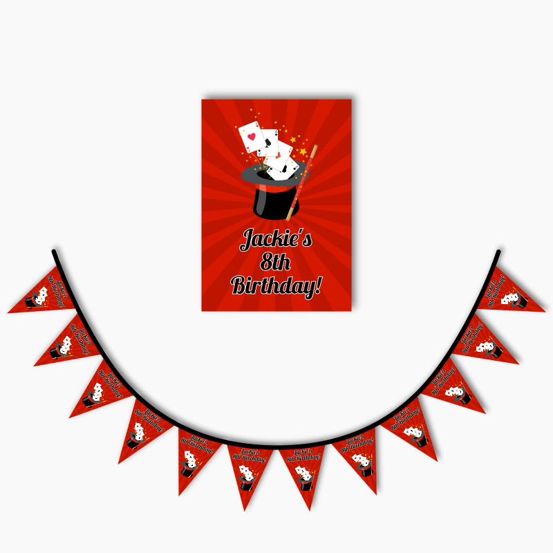 Personalised Magic Party Poster &amp; Bunting Combo