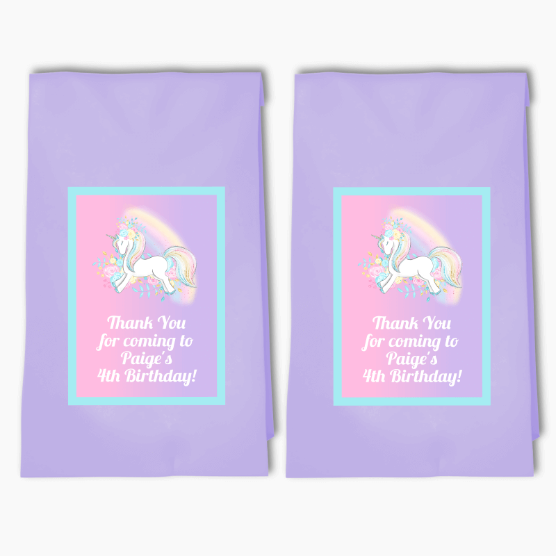 Personalised Magical Unicorn Birthday Party Bags & Labels