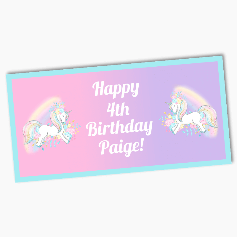 Personalised Magical Unicorn Birthday Party Banners
