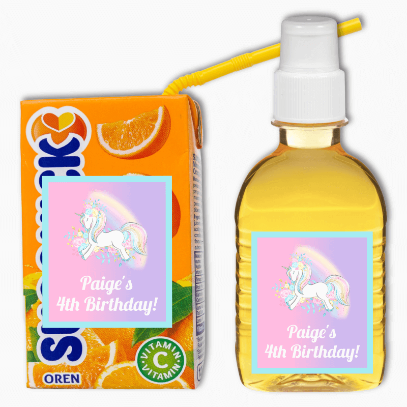 Magical Unicorn Birthday Party Rectangle Favour Stickers