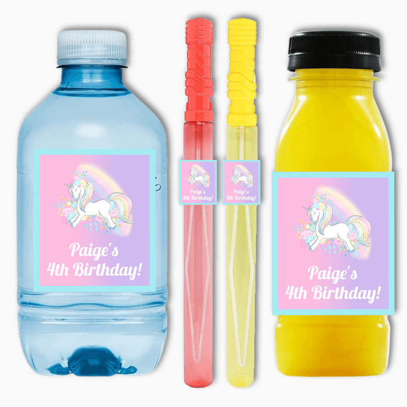 Magical Unicorn Birthday Party Rectangle Favour Stickers