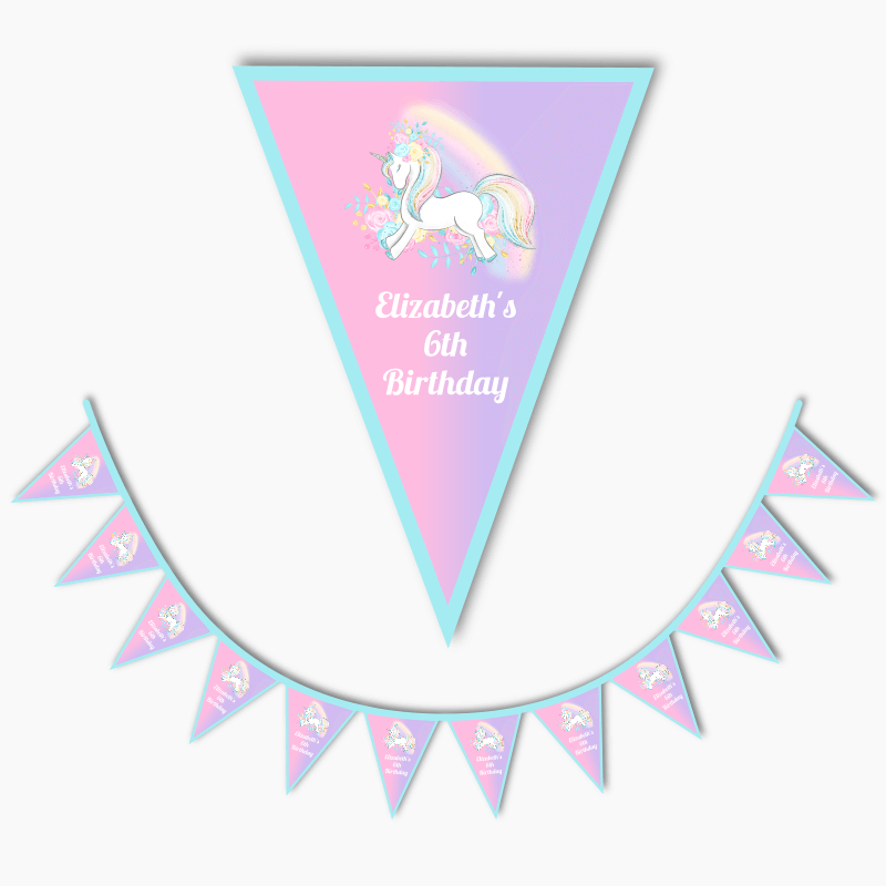 Personalised Magical Unicorn Birthday Party Flag Bunting