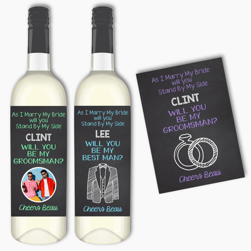 &#39;Marry my Bride&#39; Will you be my Groomsman? Wine Labels