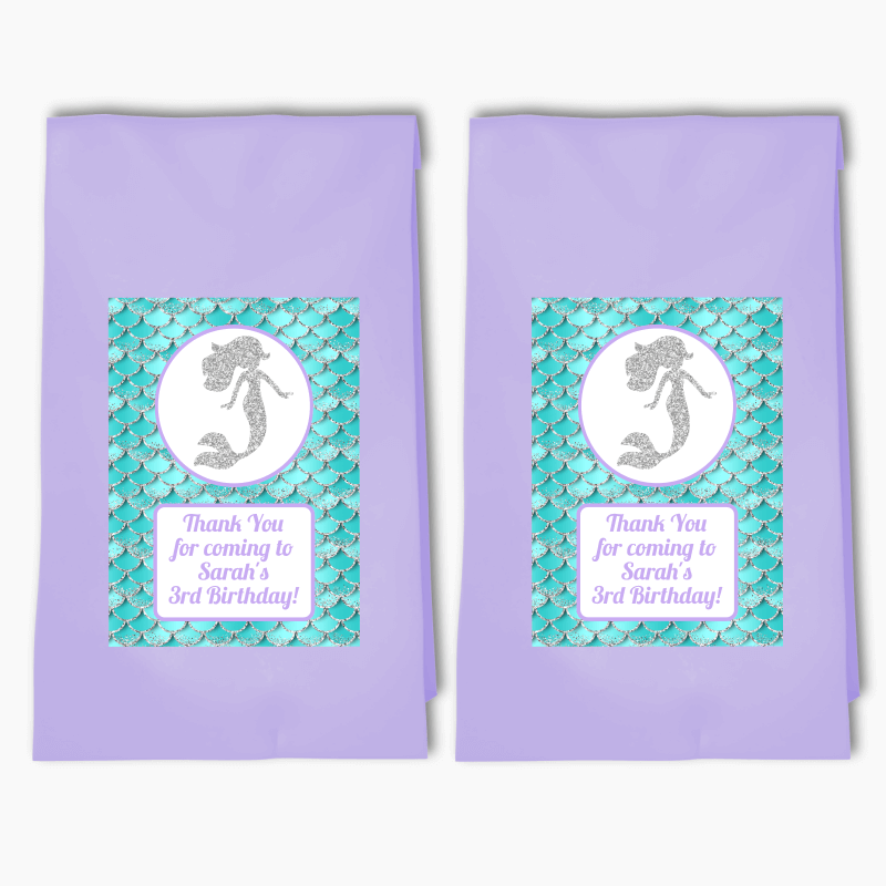 Personalised Mermaid Scales Party Bags & Labels