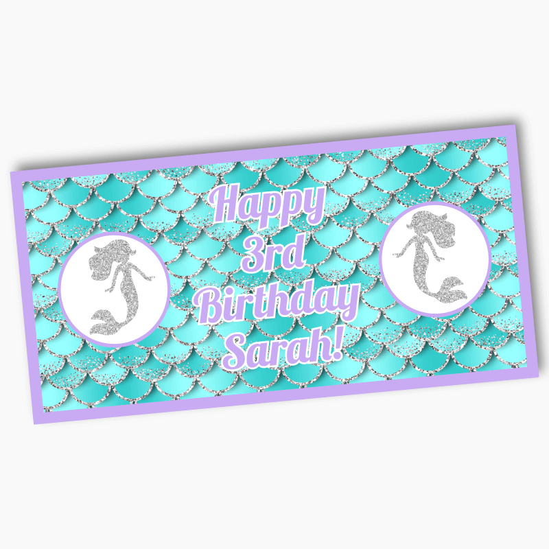 Personalised Mermaid Scales Birthday Party Banners