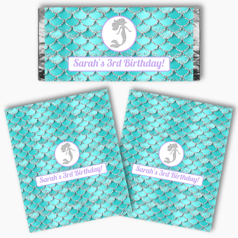Personalised Mermaid Scales Party Mini Chocolate Labels