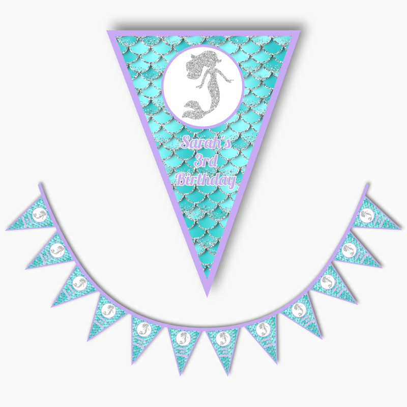 Personalised Mermaid Scales Birthday Party Flag Bunting