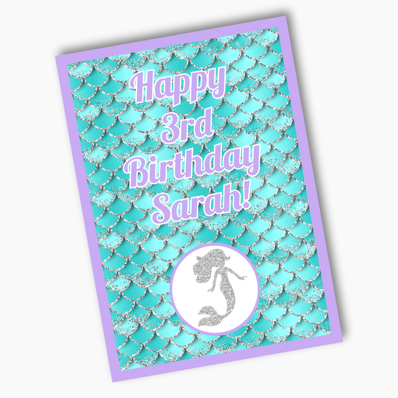 Personalised Mermaid Scales Birthday Party Posters