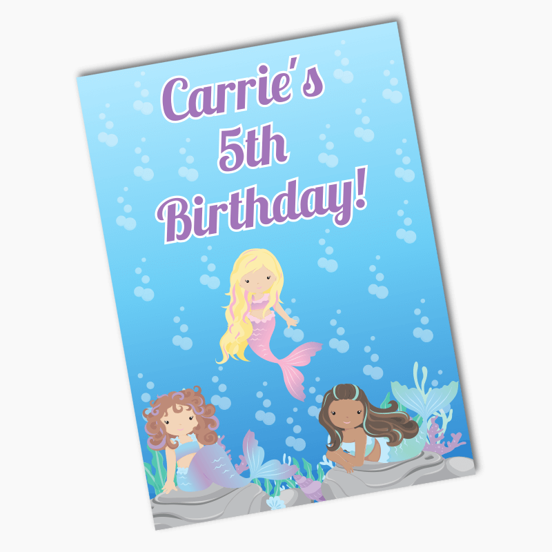 Personalised Mermaids Birthday Party Posters