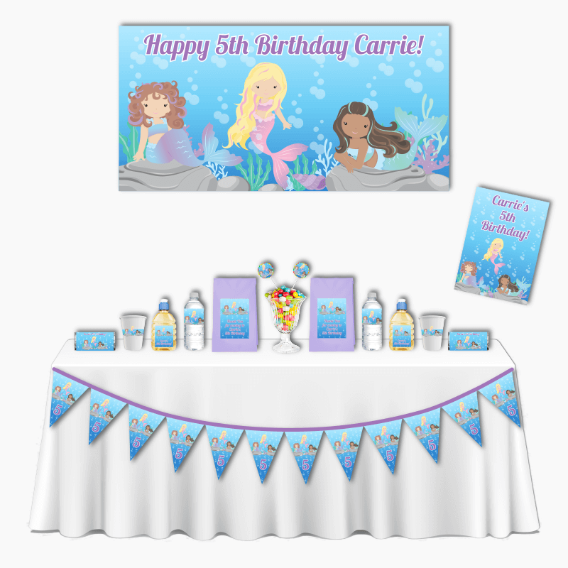 Personalised Mermaids Deluxe Birthday Party Pack