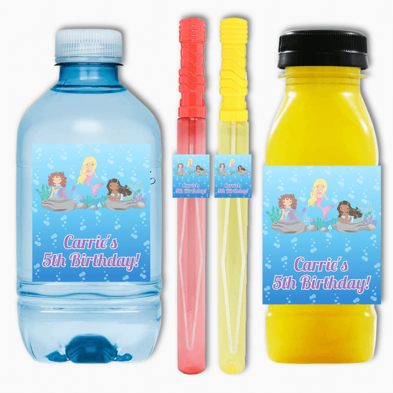 Mermaids Party Rectangle Favour Stickers