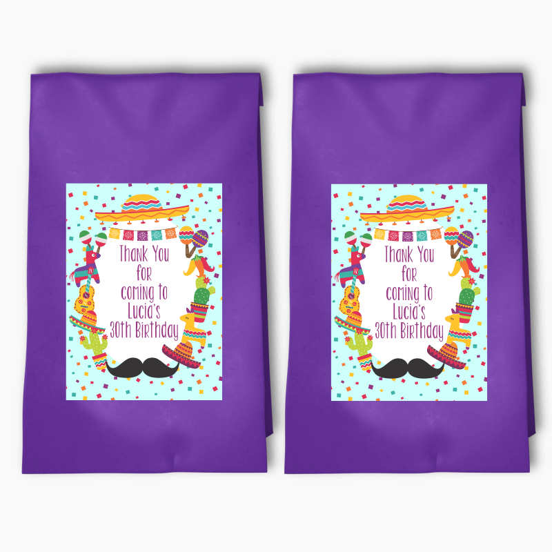Personalised Mexican Fiesta Party Bags &amp; Labels