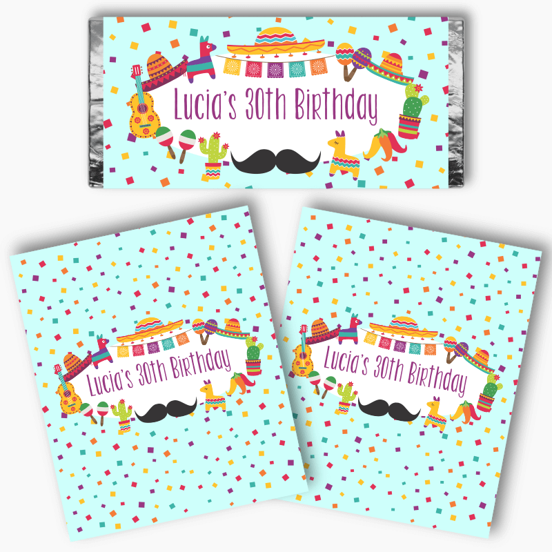 Personalised Mexican Fiesta Party Mini Chocolate Labels