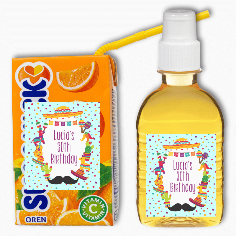 Mexican Fiesta Birthday Party Rectangle Favour Stickers
