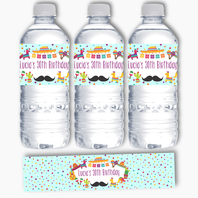 Personalised Mexican Fiesta Party Water Labels