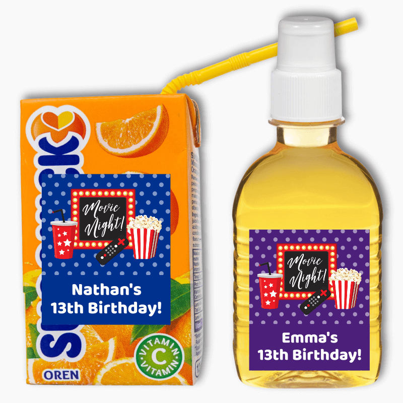 Movie Night Party Rectangle Favour Stickers