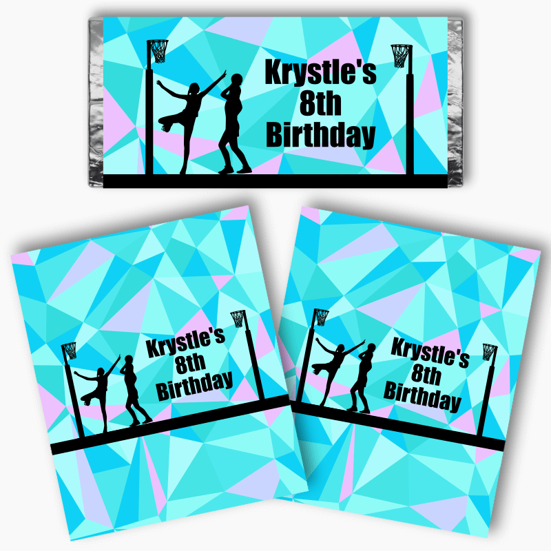 Personalised Netball Party Mini Chocolate Labels