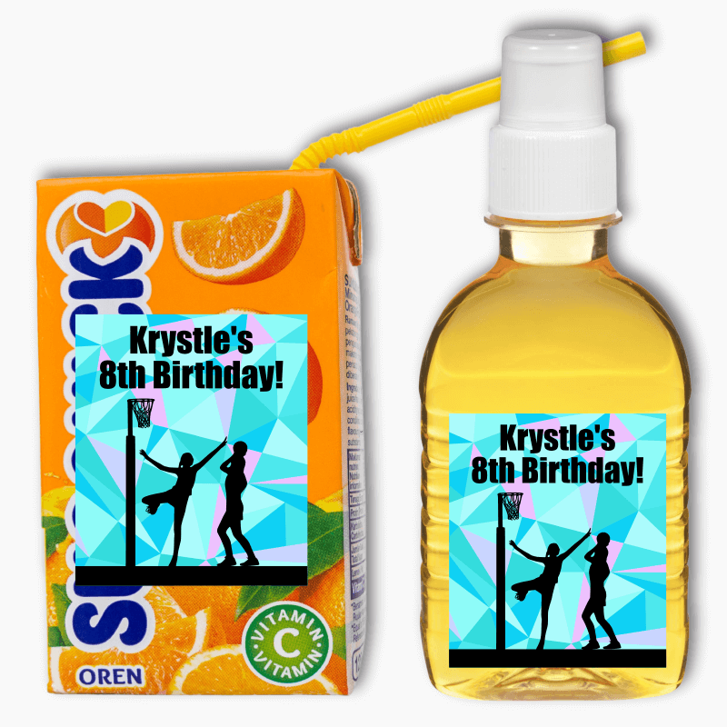 Netball Birthday Party Rectangle Drink Labels