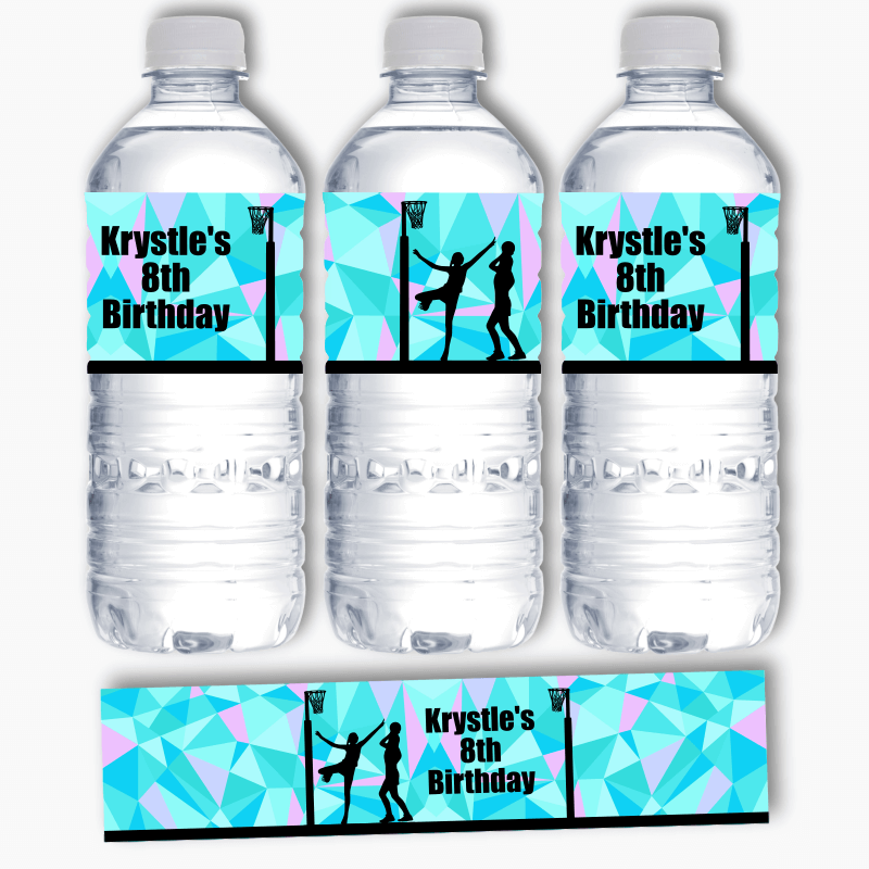 Personalised Netball Party Water Bottle Labels