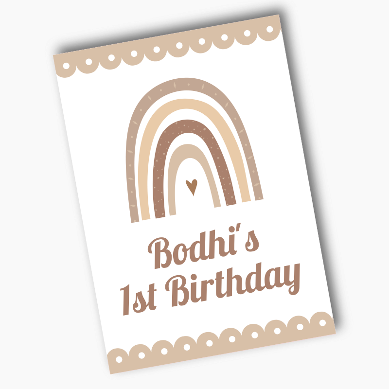 Personalised Boho Rainbow Party Posters - Neutral