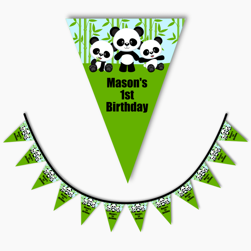 Personalised Panda Birthday Party Flag Bunting
