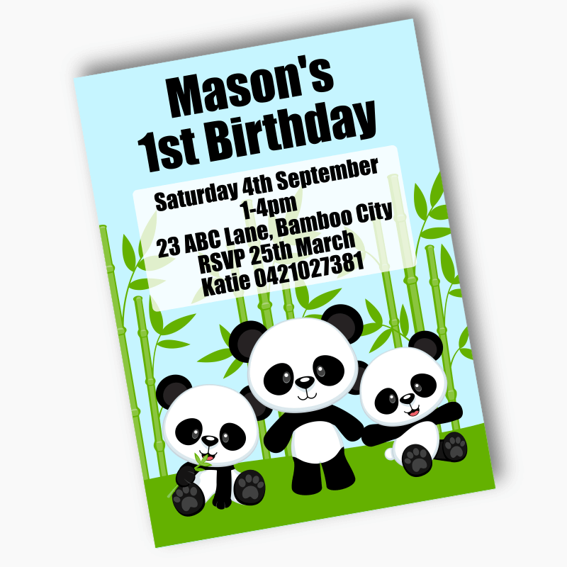 Personalised Panda Birthday Party Invites