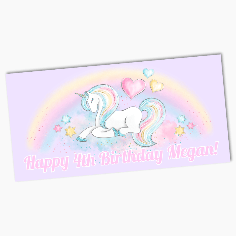 Personalised Pastel Rainbow Unicorn Birthday Party Banners