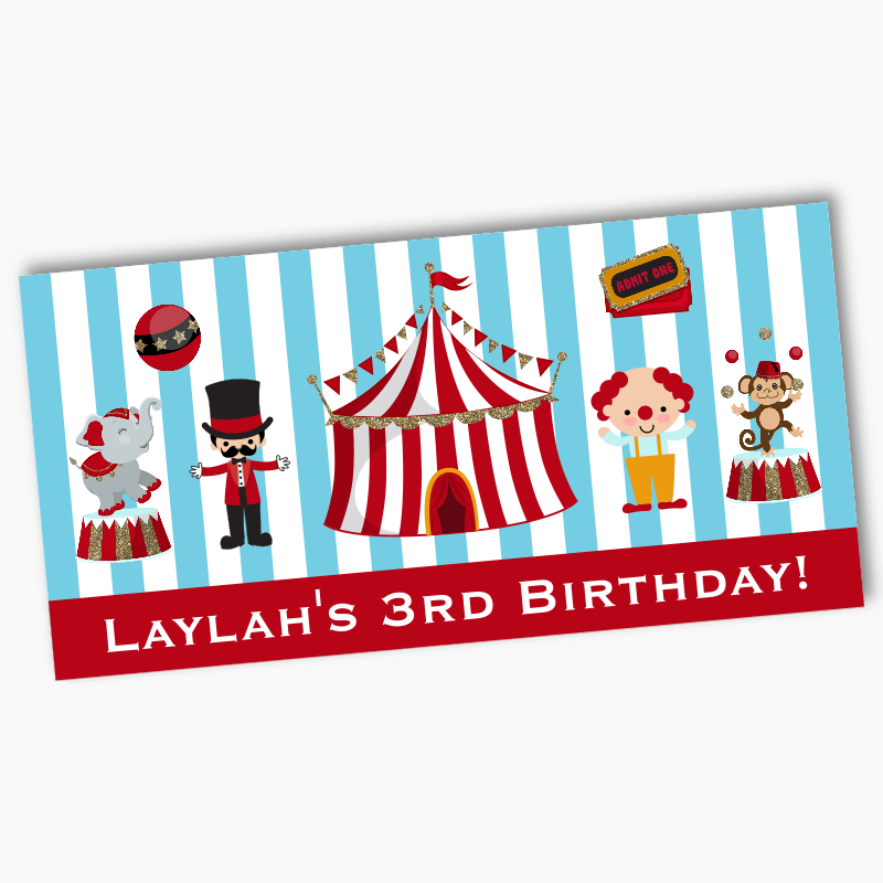 Personalised Carnival Birthday Party Banners - Blue