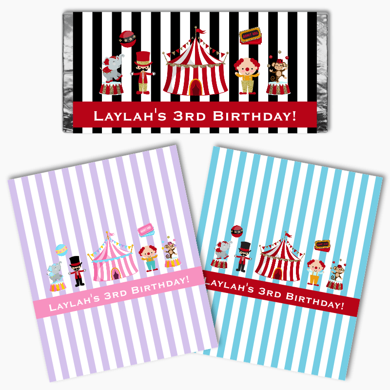 Personalised Carnival Birthday Party Mini Chocolate Labels
