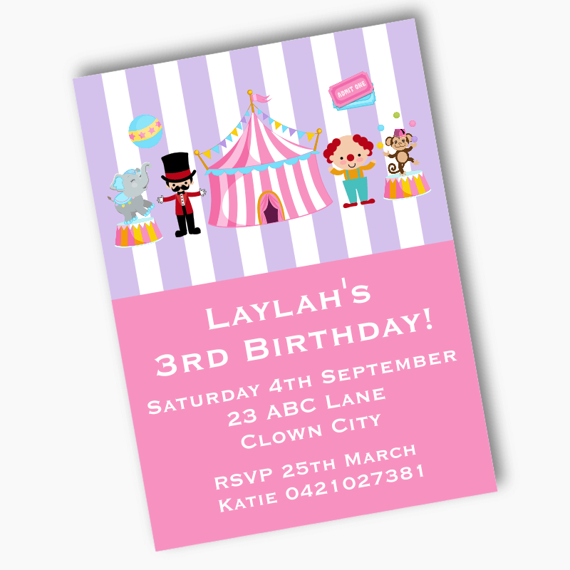 Personalised Carnival Birthday Party Invites - Red & Black