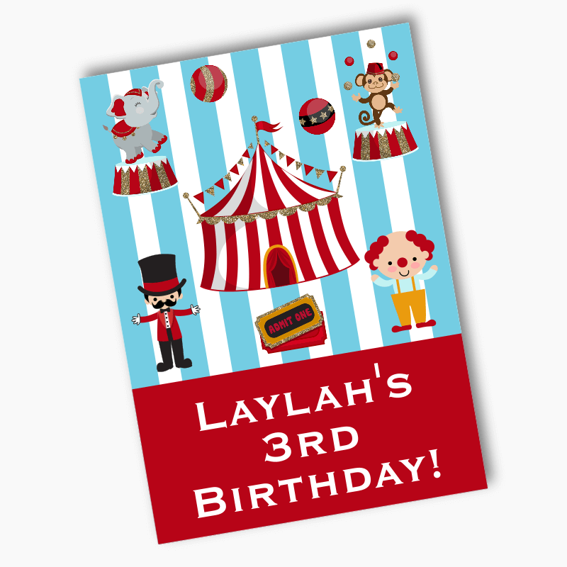 Personalised Carnival Birthday Party Posters - Blue