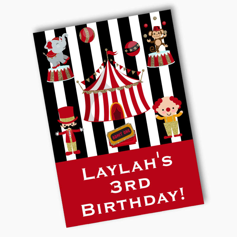 Personalised Carnival Birthday Party Posters - Red &amp; Black