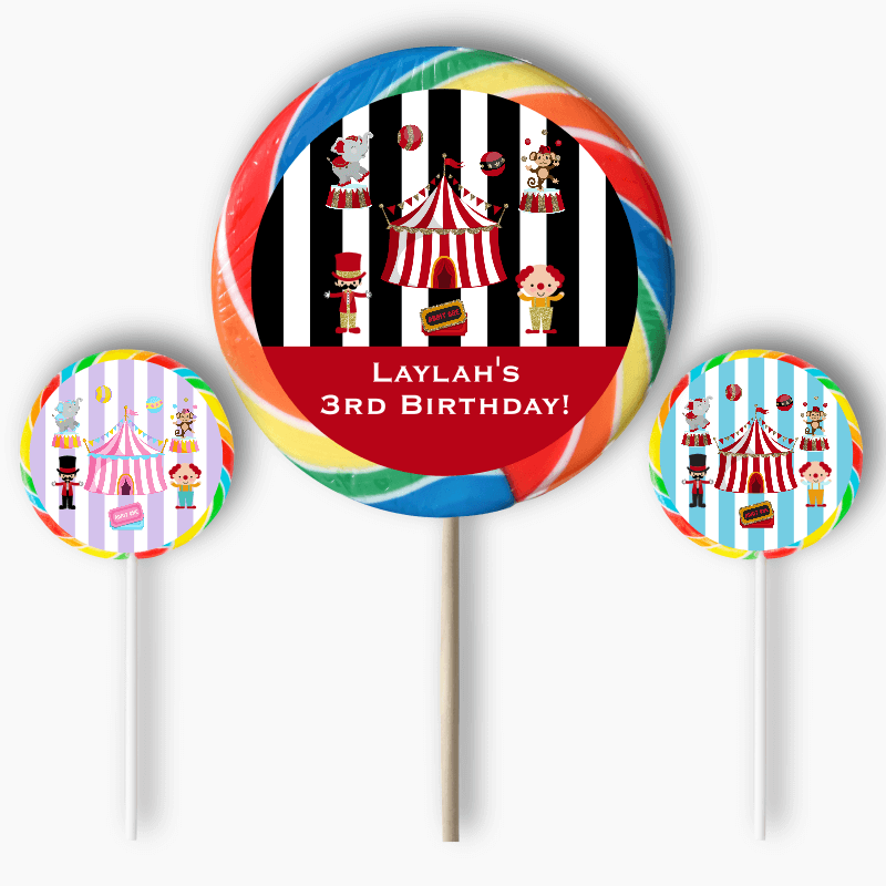 Personalised Carnival Birthday Party Round Stickers