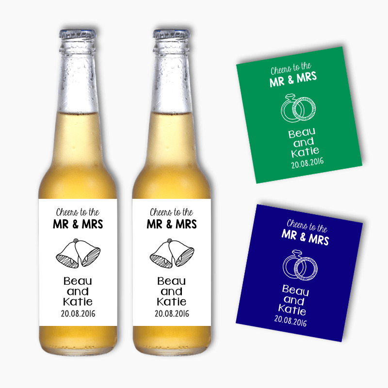 Personalised Cheers to the Mr & Mrs Wedding Beer Labels