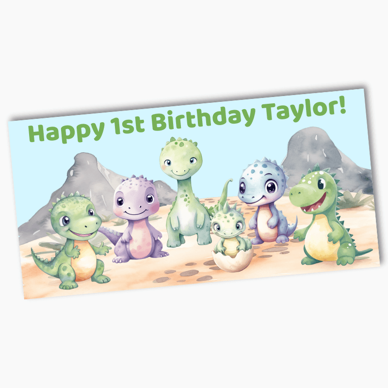 Personalised Cute Baby Dinosaurs Party Banners